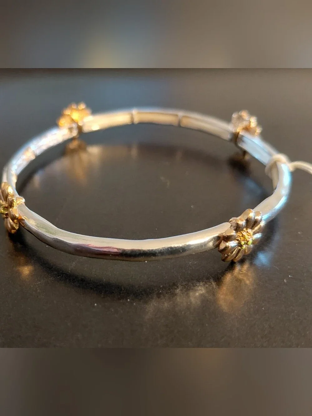 Periwinkle By Barlow, Silver And Gold Tone Stretch Bracelet. NWT